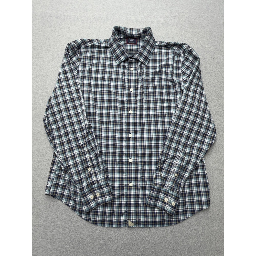 UNTUCKit Reiner Shirt Mens XL Blue Plaid Long Sleeve Stretch Nylon Button 42134